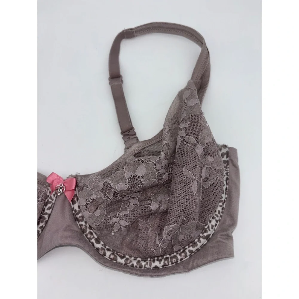 VICTORIA'S SECRET Unlined Demi Bra Pink Body by Lace Leopard Underwire Sexy 34DD